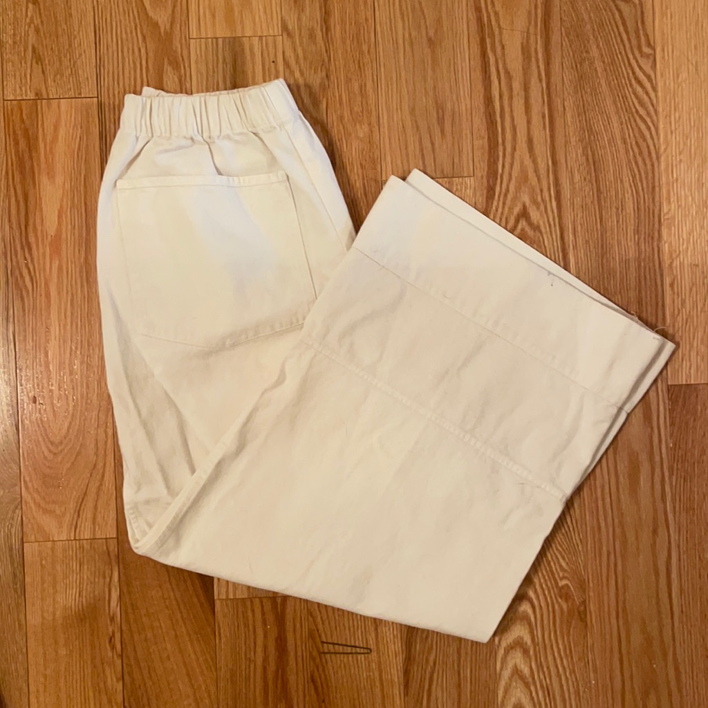 White Cropped Utility Style Pants